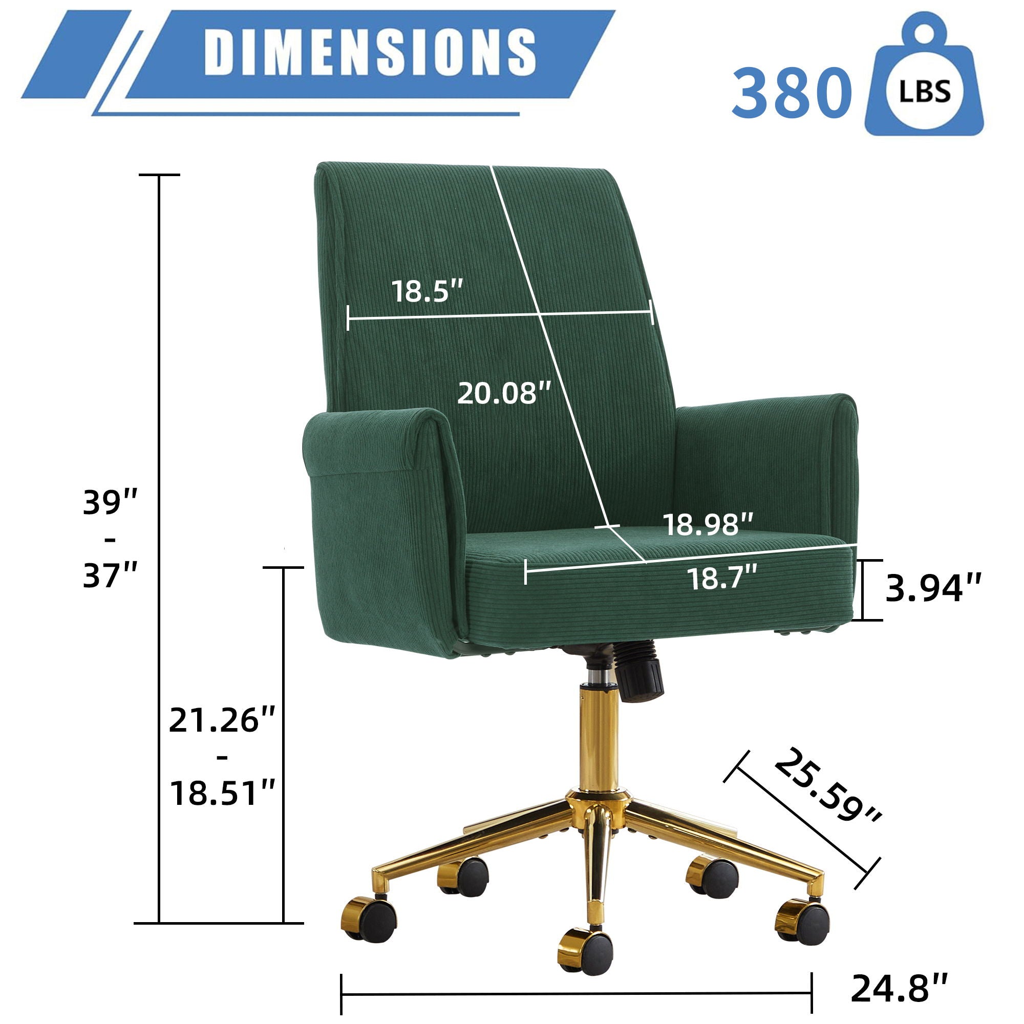 Ergonomic Mid-Back Office Chair With Gold Base