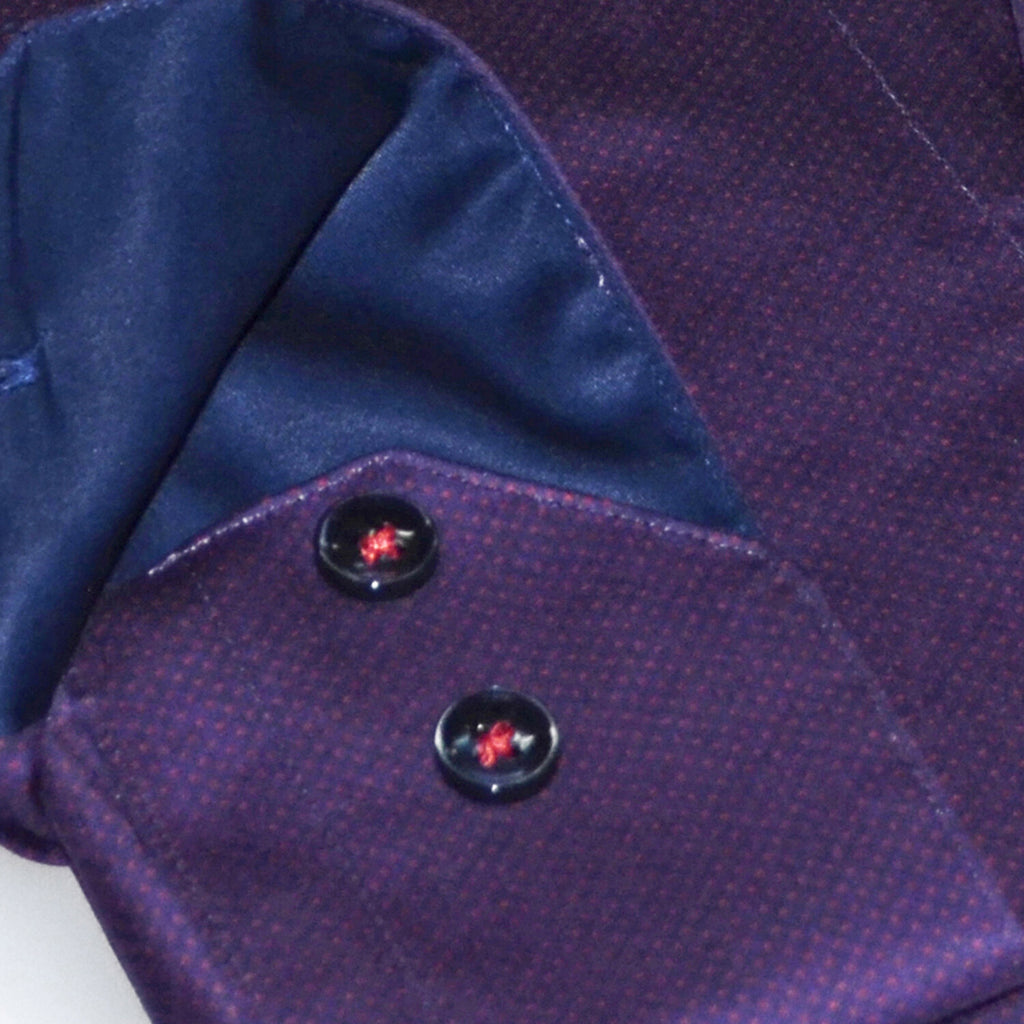 Contrast Collar & Cuff Button Up // Purple + Solid Navy Trim