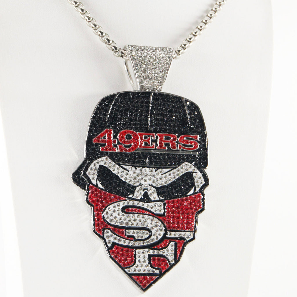 Newest Sports Team Logo Bandit Skull  Pendant Necklace – Iced Out Hip Hop Jewelry for True Fans