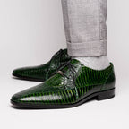 Moncalieri // Alligator + Cobra Skin Leather Oxfords // Green