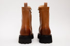 The Moreno Tan Leather Lace-Up Mid Calf Women Boot Final Sale!