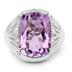 10.02 Carat Genuine Amethyst .925 Sterling Silver Ring