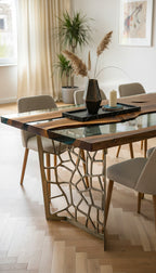 Resin Walnut River Dining Room Table | Voronoi Table