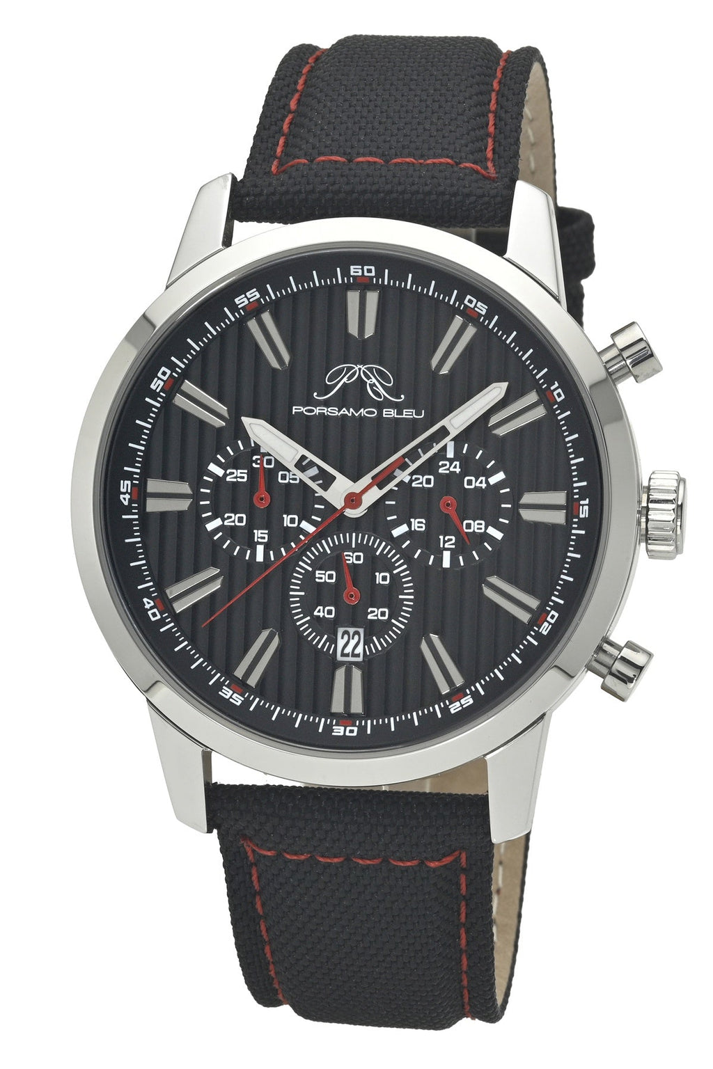 Porsamo Bleu Ryder Chronograph Canvas Silver Tone and Black Men's Watch 1521BRYF
