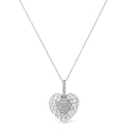 .925 Sterling Silver Pave-Set Diamond Accent Heart Shape 18" Pendant Necklace (I-J Color, I1-I2 Clarity)