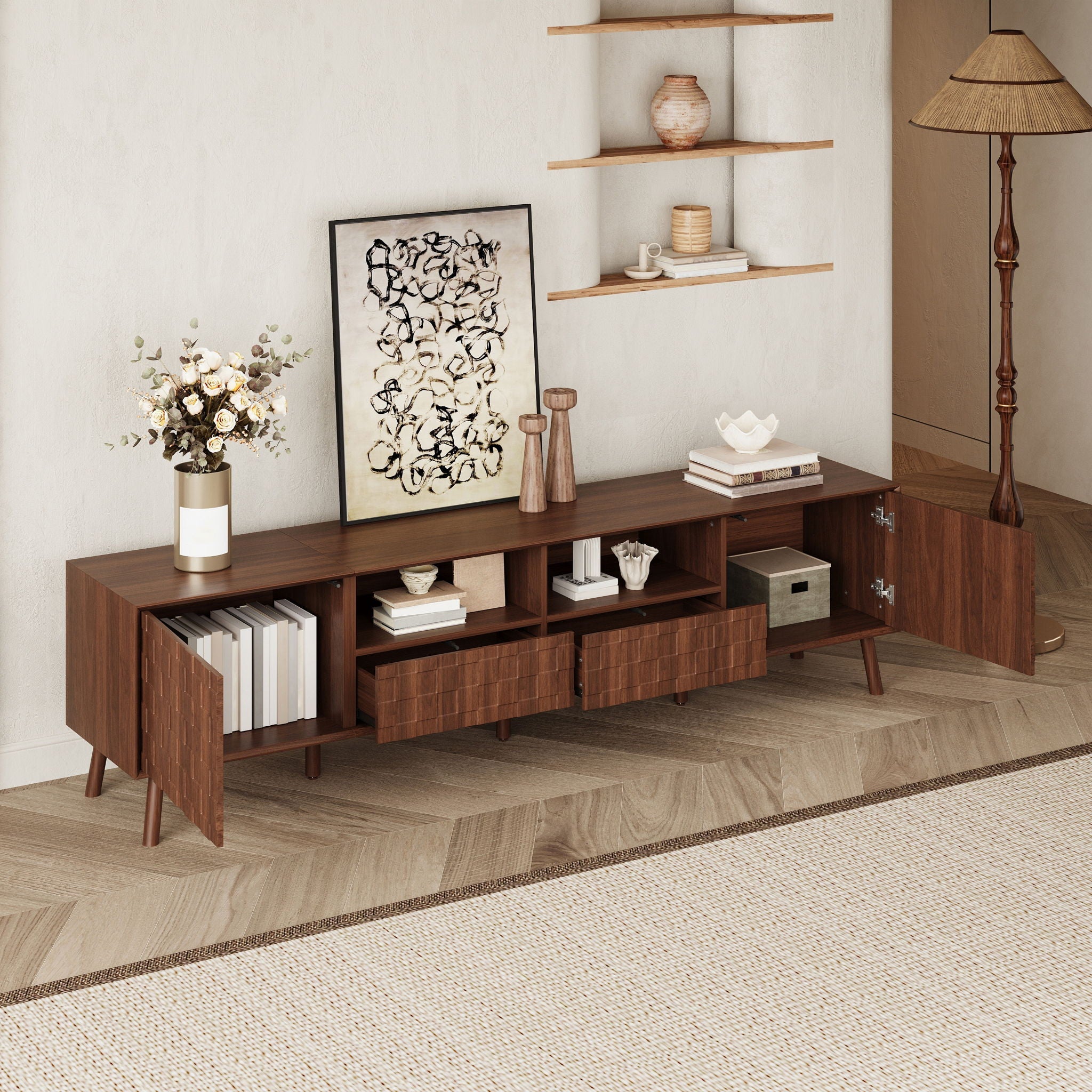TV Stand With Drawers - Walnut
