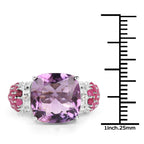 6.55 Carat Genuine Amethyst, Ruby and White Topaz .925 Sterling Silver Ring