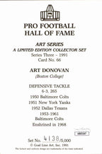 Art Donovan HOF Colts Signed/Inscr Goal Line Art GLAC Postcard JSA 167070