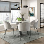 Velvet Upholstery Side Chairs 2 Piece Set With Metal Legs - Beige