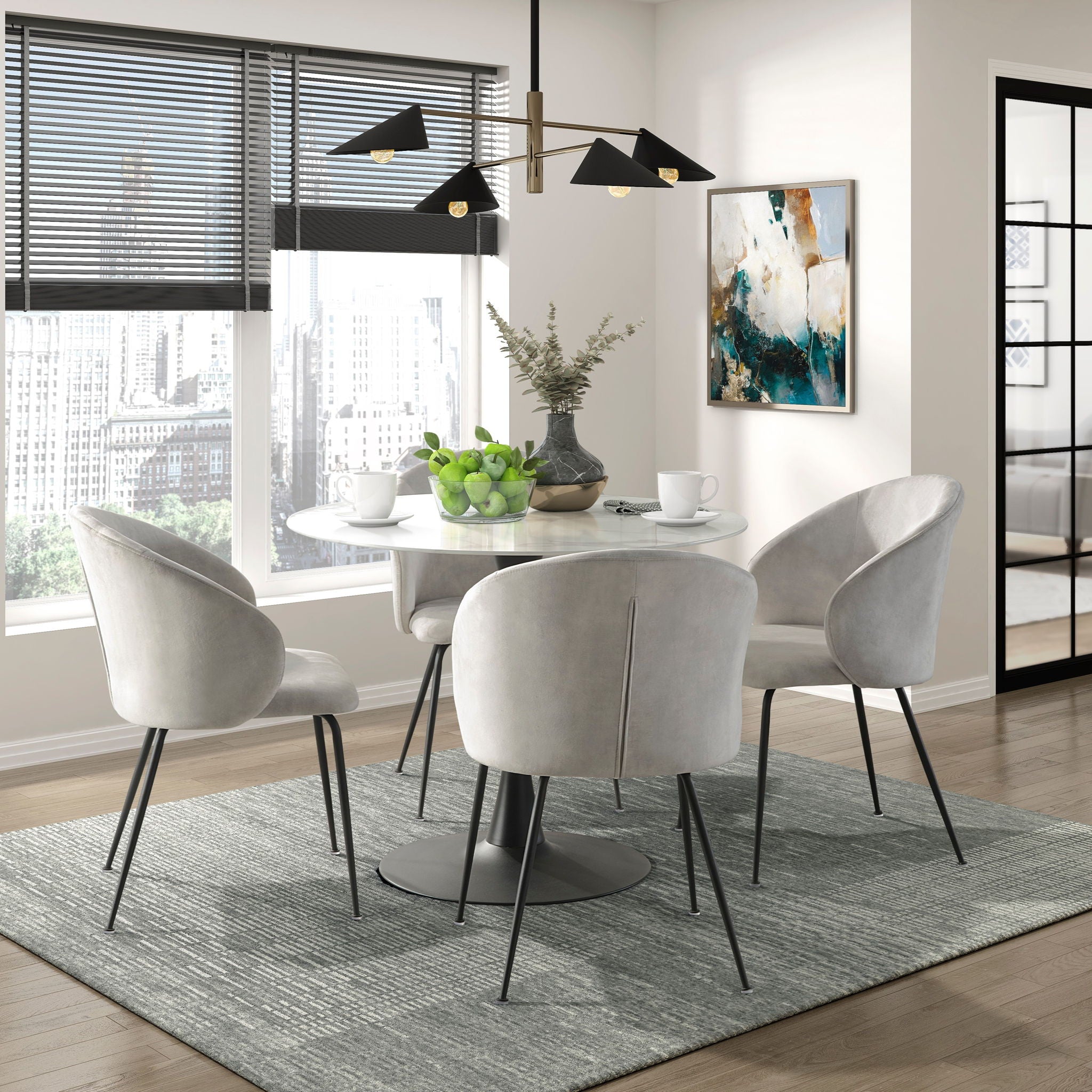 Velvet Upholstery Side Chairs 2 Piece Set With Metal Legs - Beige