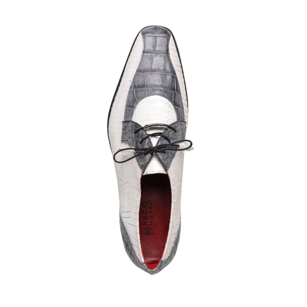 Moncalieri // Alligator + Cobra Skin Leather Oxfords // Gray + White