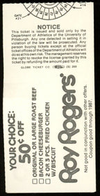 November 14, 1987 Pitt vs. Penn State College Football Game Ticket Stub