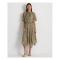 Lauren Ralph Lauren Light Blue Paisley Tie Neck Midi Dress