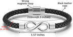 Personalized Leather Infinity Bracelet – Custom Engraved Braided Wristband Gift