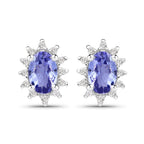 2.00 Carat Genuine Tanzanite and White Topaz .925 Sterling Silver Jewelry Set