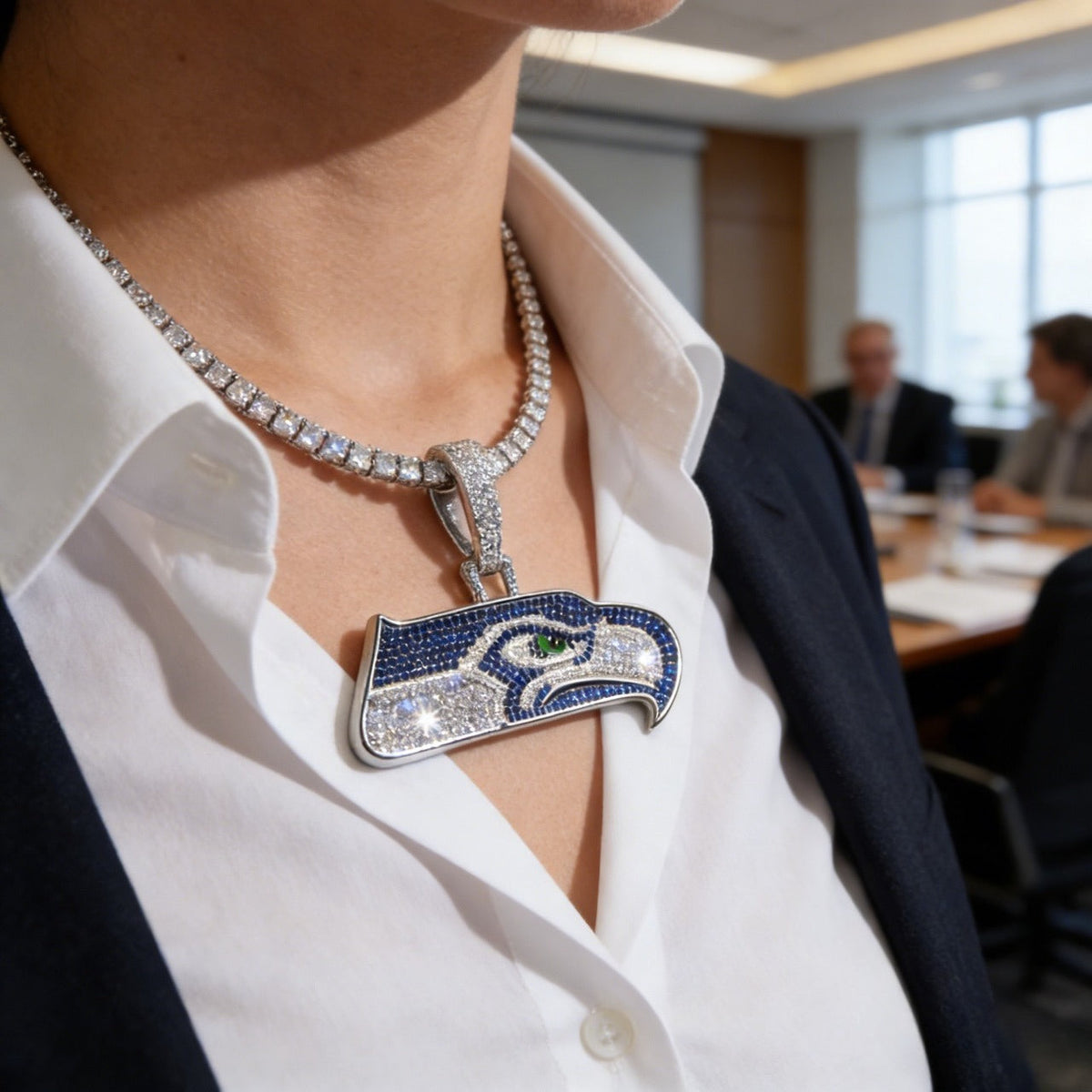 Seattle Seahawks Zircon Pendant Necklace – Game Day & Holiday Gift for Sports Fans
