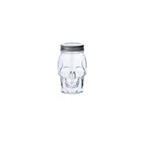 Skull Mason Jar with Lid, 4-Piece Set (2 skull Mason Jars & 2 Lids) 16oz, Clear