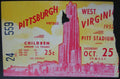 1952 Pitt Panthers vs. WVU Ticket Stub  10/25/52 at Pitt Stadium 145441