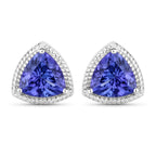 4.24 Carat Genuine Tanzanite 14K White Gold Earrings