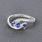 0.51 Carat Genuine Tanzanite and White Diamond 14K White Gold Ring