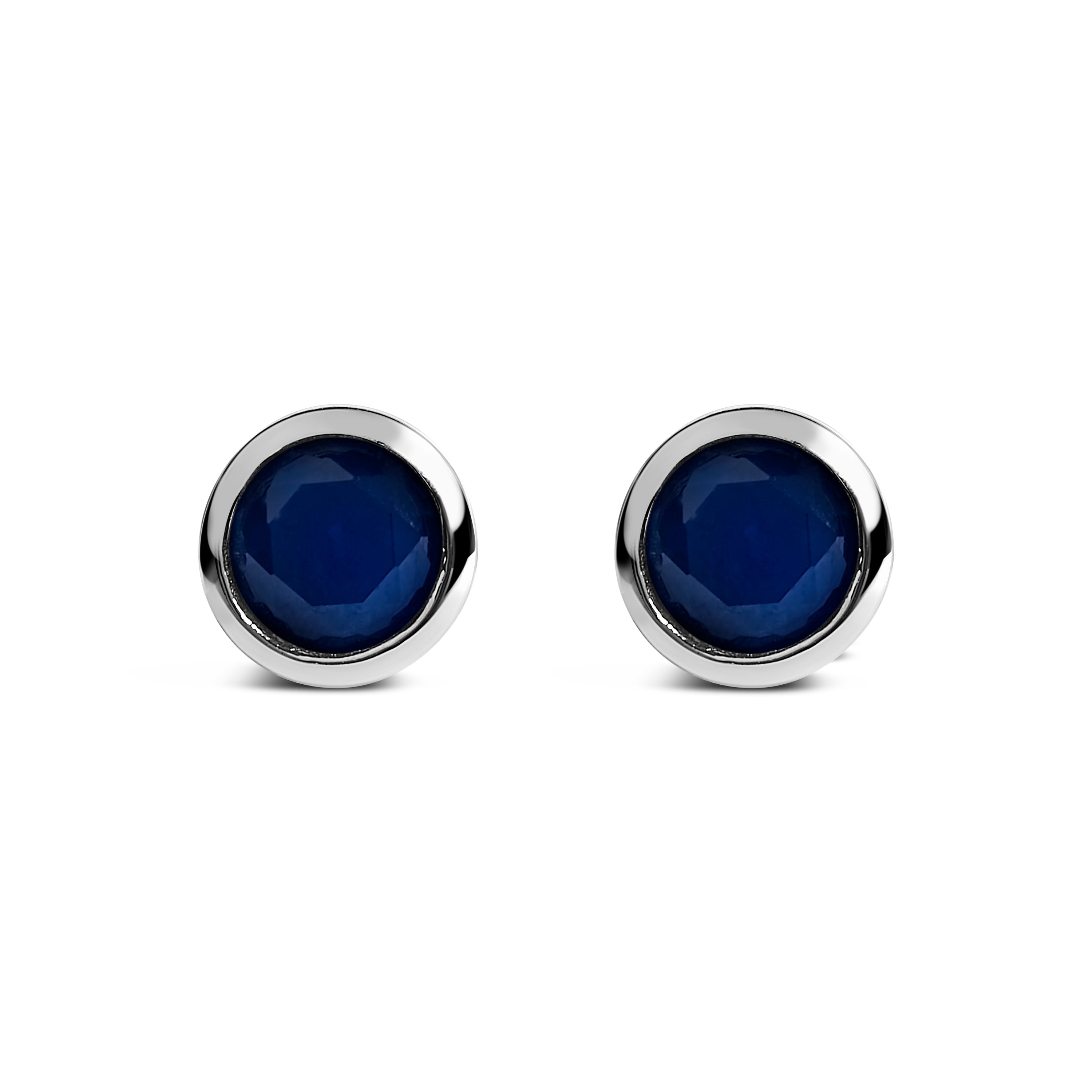 .925 Sterling Silver 6MM Bezel Set Created Purple Amethyst Solitaire Stud Earrings