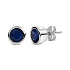 .925 Sterling Silver 6MM Bezel Set Created Gemstone Solitaire Stud Earrings