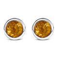 .925 Sterling Silver 6MM Bezel Set Created Purple Amethyst Solitaire Stud Earrings