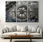 Ship Steering Wheel Vintage Wall Art Canvas Print
