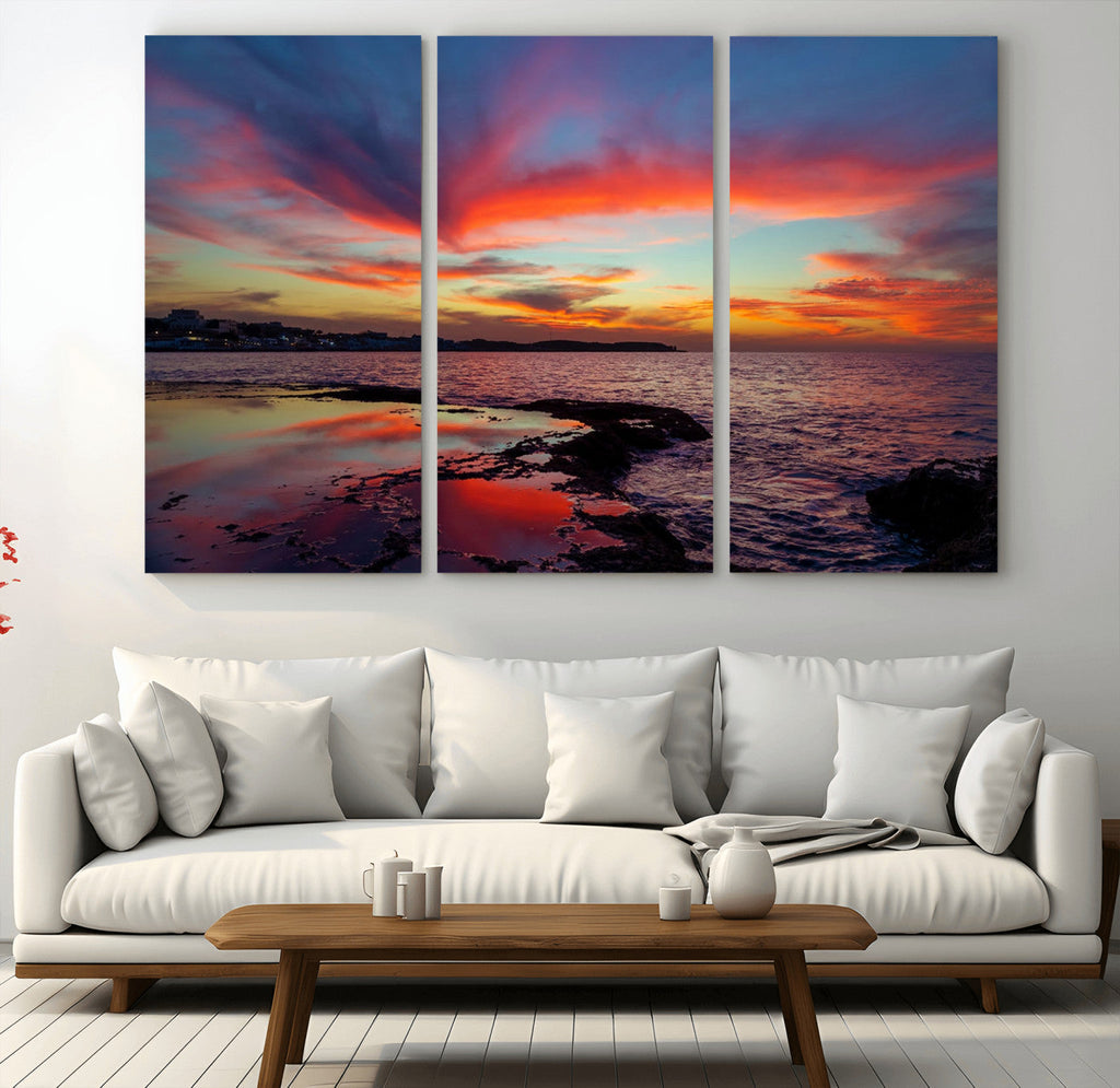 Glorious Sunset on The Beach Wall Art Canvas Print