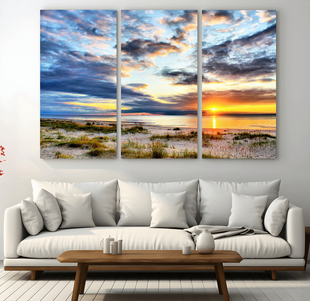 Sunset On The Ocean Wall Art Canvas Print