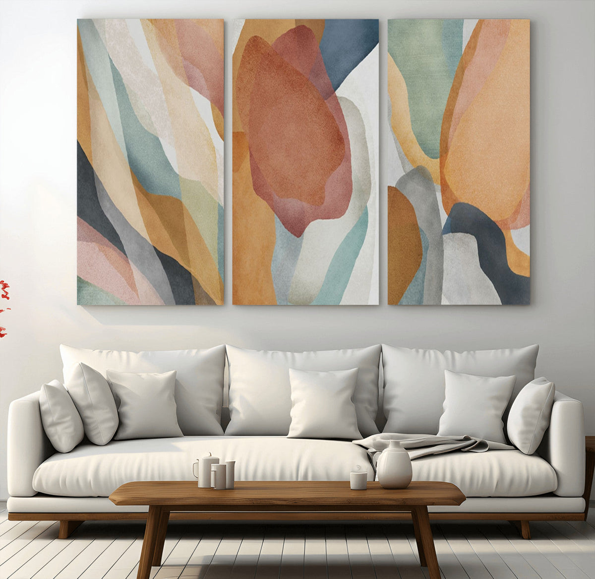 Boho Wall Art Canvas Print Set, Watercolor Boho Wall Art