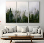 Forest Wall Art Canvas Print | Foggy Forest Wall Art | Pine Wood Forest Print