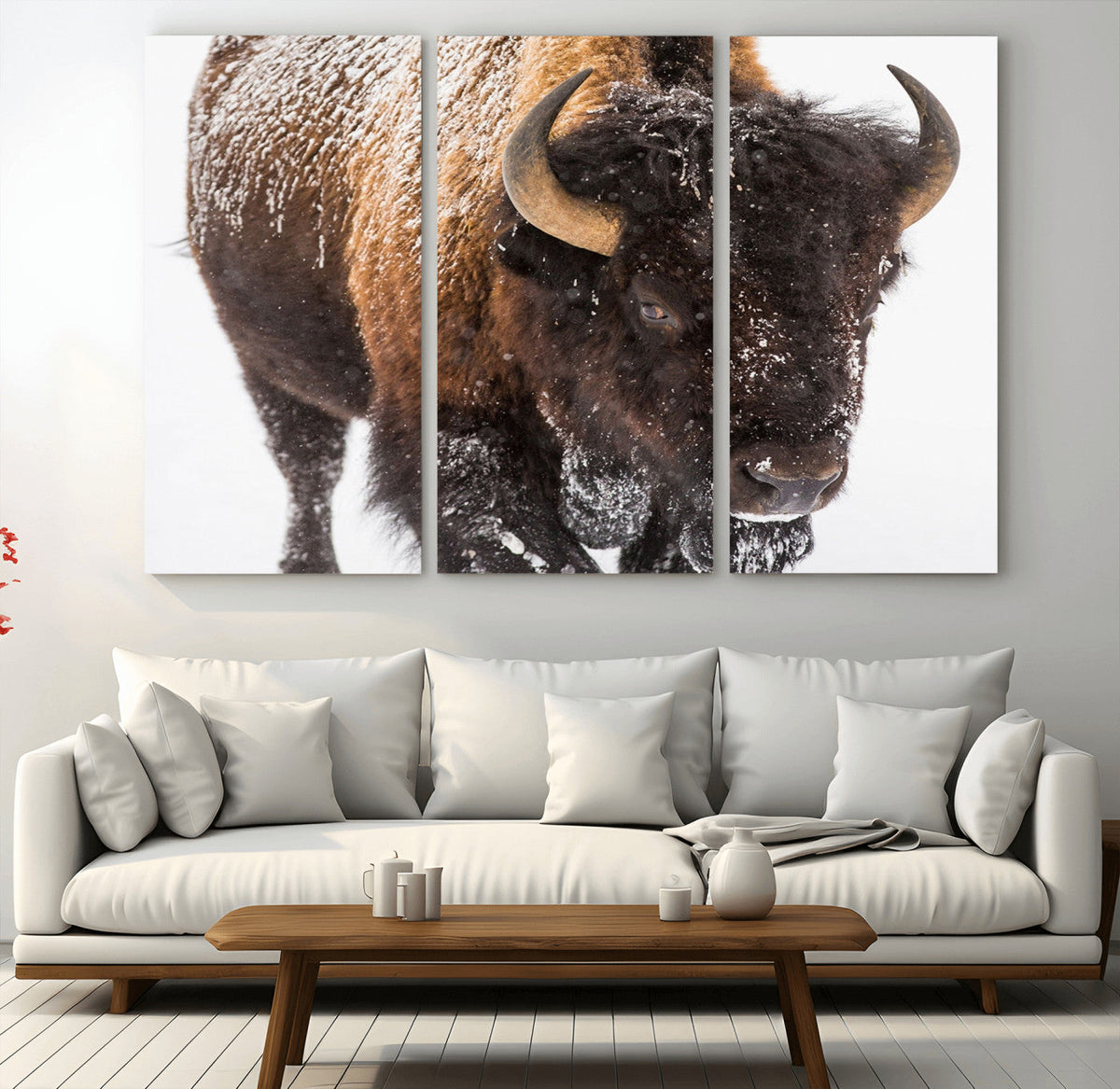 Bison Wall Art Canvas Print For Farmhouse, Wild Animal Wall Art