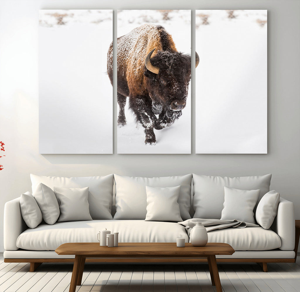 Bison Winter Wall Art Canvas Print For Farmhouse Decor