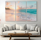 Beach Sunrise Wall Art, Coastal Seascape Canvas Print, Ocean Wave Wall Decor
