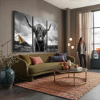 Scottish Cow Wall Art Canvas Print, Longhorn Wall Art