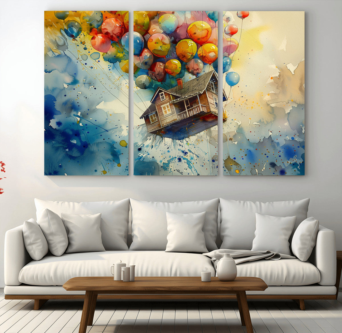 UP-Inspired Floating House with Balloons Canvas Art | Colorful Wall Decor