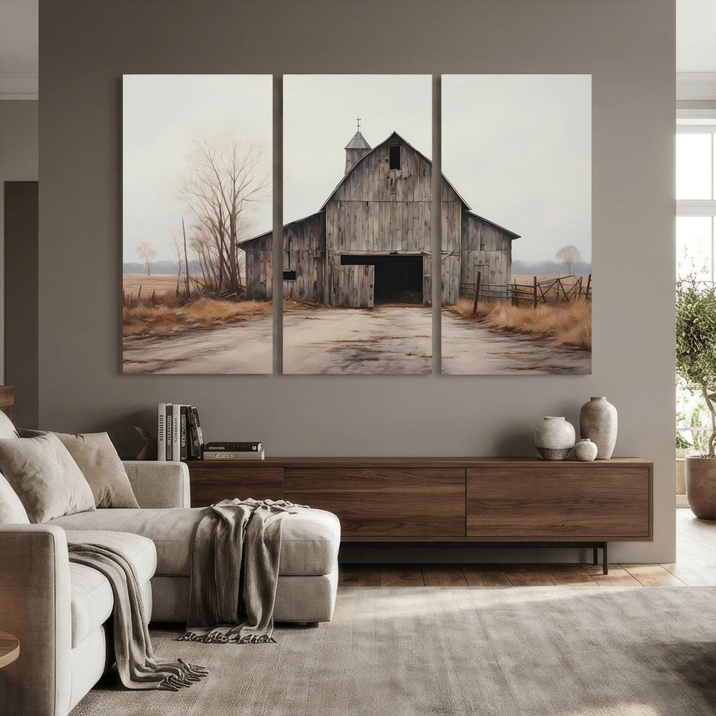 Farmhouse Rustic Barn Wall Art Canvas Print, Framed and Ready to Hang