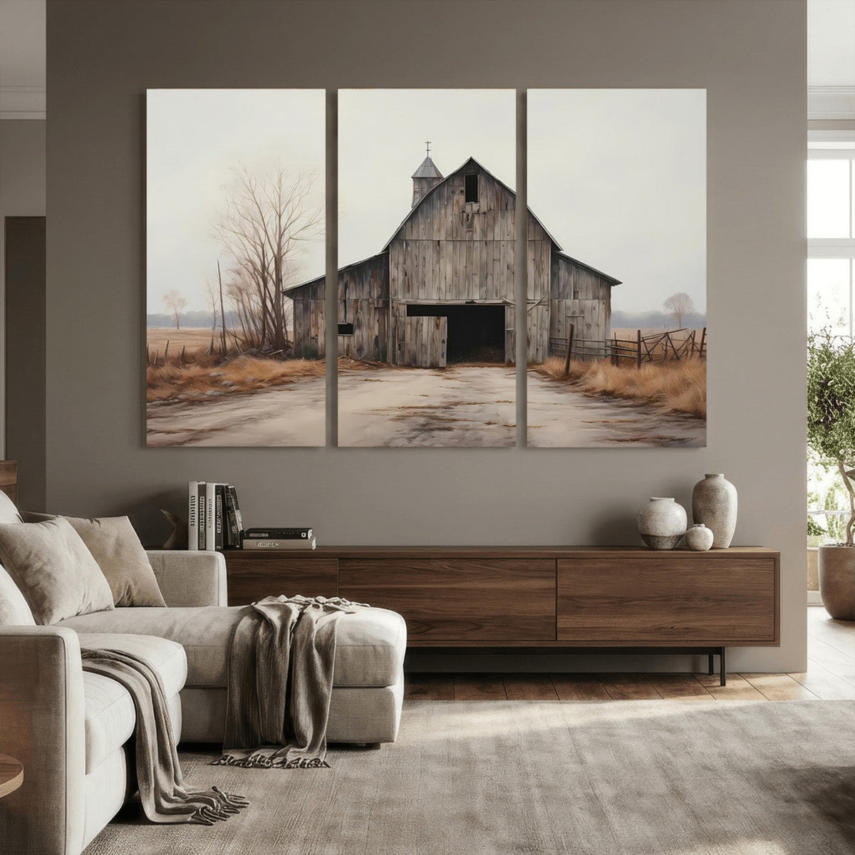 Farmhouse Rustic Barn Wall Art Canvas Print, Framed and Ready to Hang