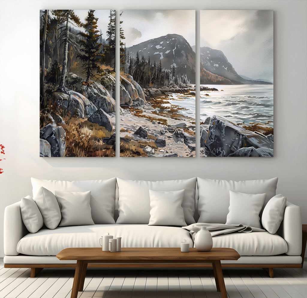 Serene Coastal View of Acadia National Park