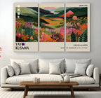 Yayoi Kusama Abstract Print, Vibrant Floral Mountain Art