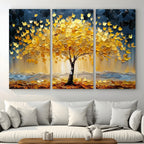 Golden Autumn Tree Wall Art | Framed Fall Leaves Canvas