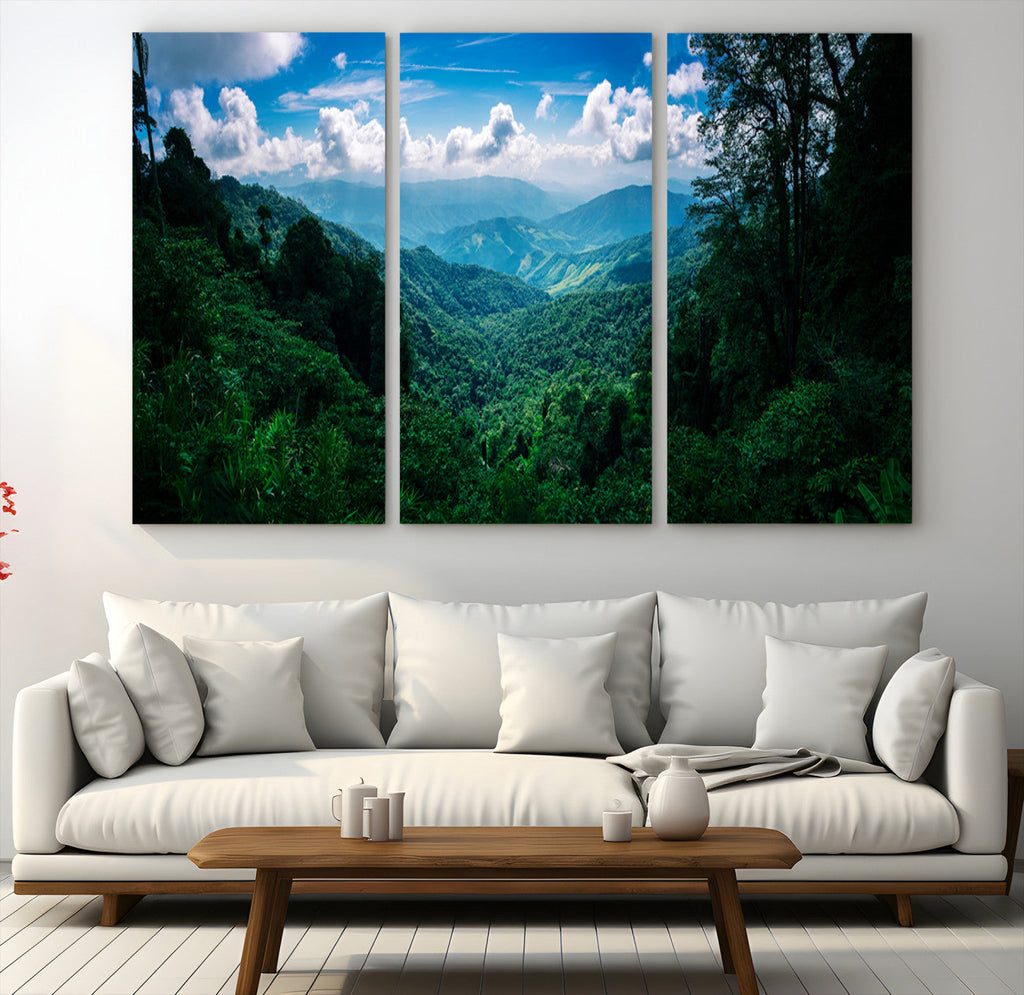 Tropical Jungle Wall Art Canvas Print | Framed Lush Valley