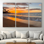 Tropical Beach Wall Art | Framed Sunset Ocean Canvas