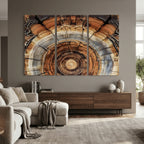 Tree Rings Wall Art Canvas Print, Rustic Wood Grain