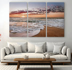 Ocean Sunset Wall Art Canvas Print | Sandy Shore and Gentle Waves