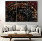 Dark Wood Ring Wall Art Canvas Print, Framed Abstract Tree Slice Print, Rustic Wood Grain Decor