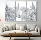 Snowy Ski Lift Wall Art | Framed Winter Mountain Canvas
