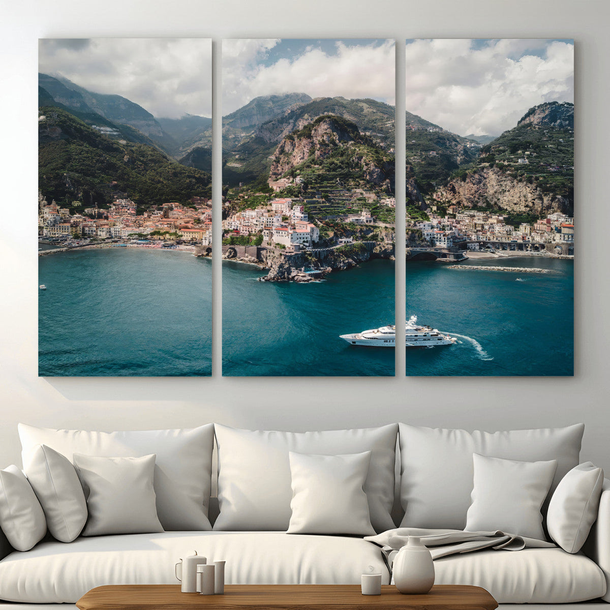 Amalfi Coast Wall Art | Framed Italian Seaside Canvas