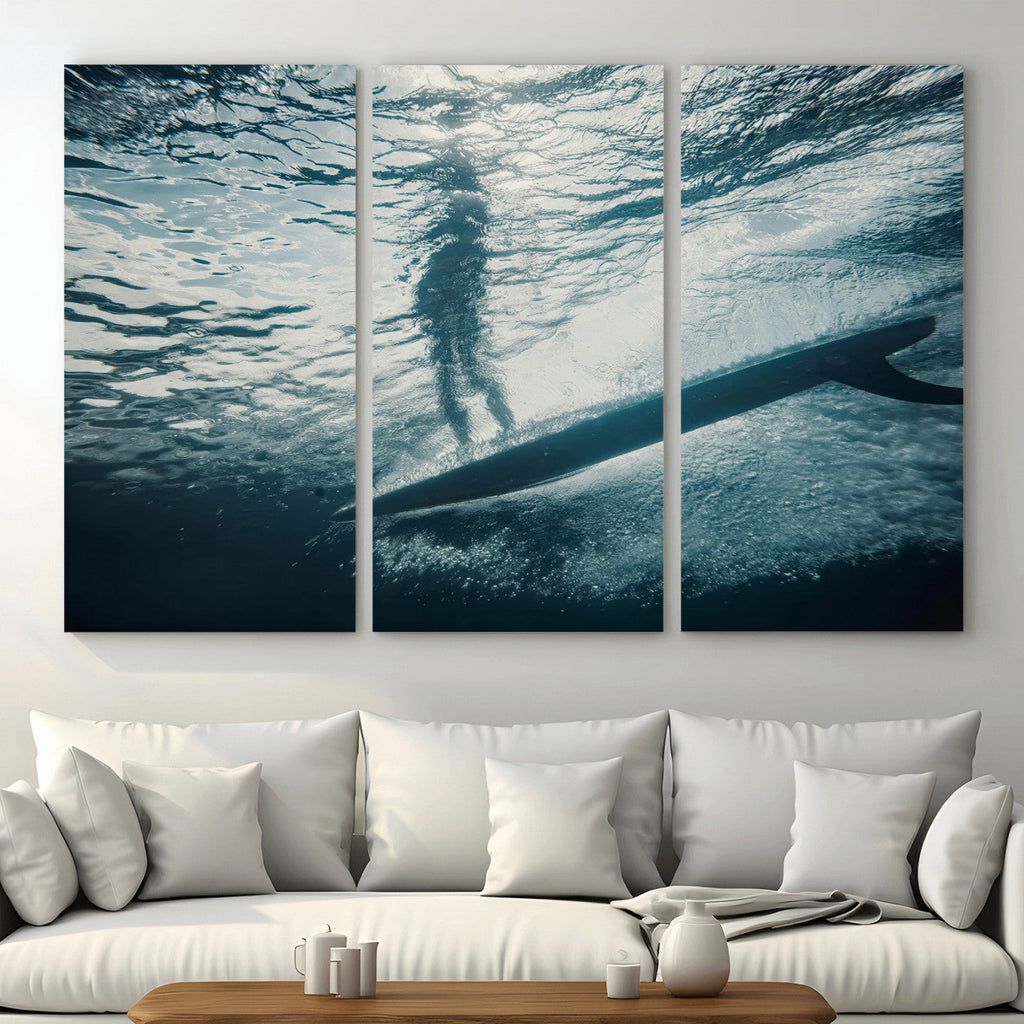Underwater Surf Wall Art | Framed Ocean Wave Canvas Artwork